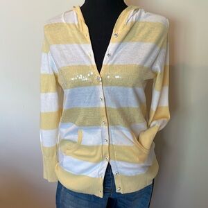 Charlotte Tarantola cardigan with two rows of sequins on front! Light hoodie.